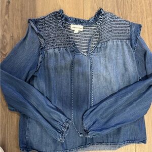 Cloth & Stone Navy and White Ruched Top